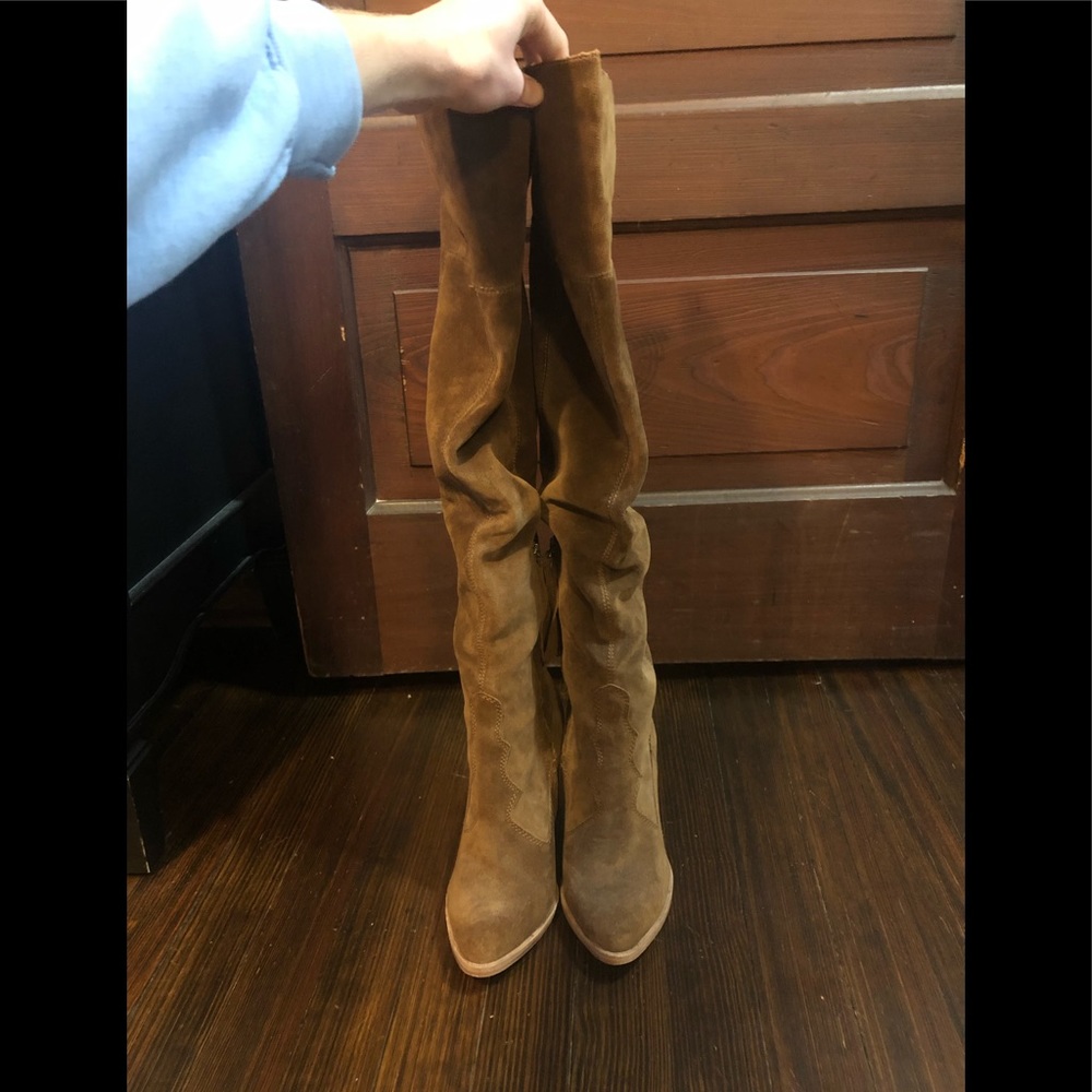 Dolce Vita suede over the knee brown heeled boots - Picture 7 of 12